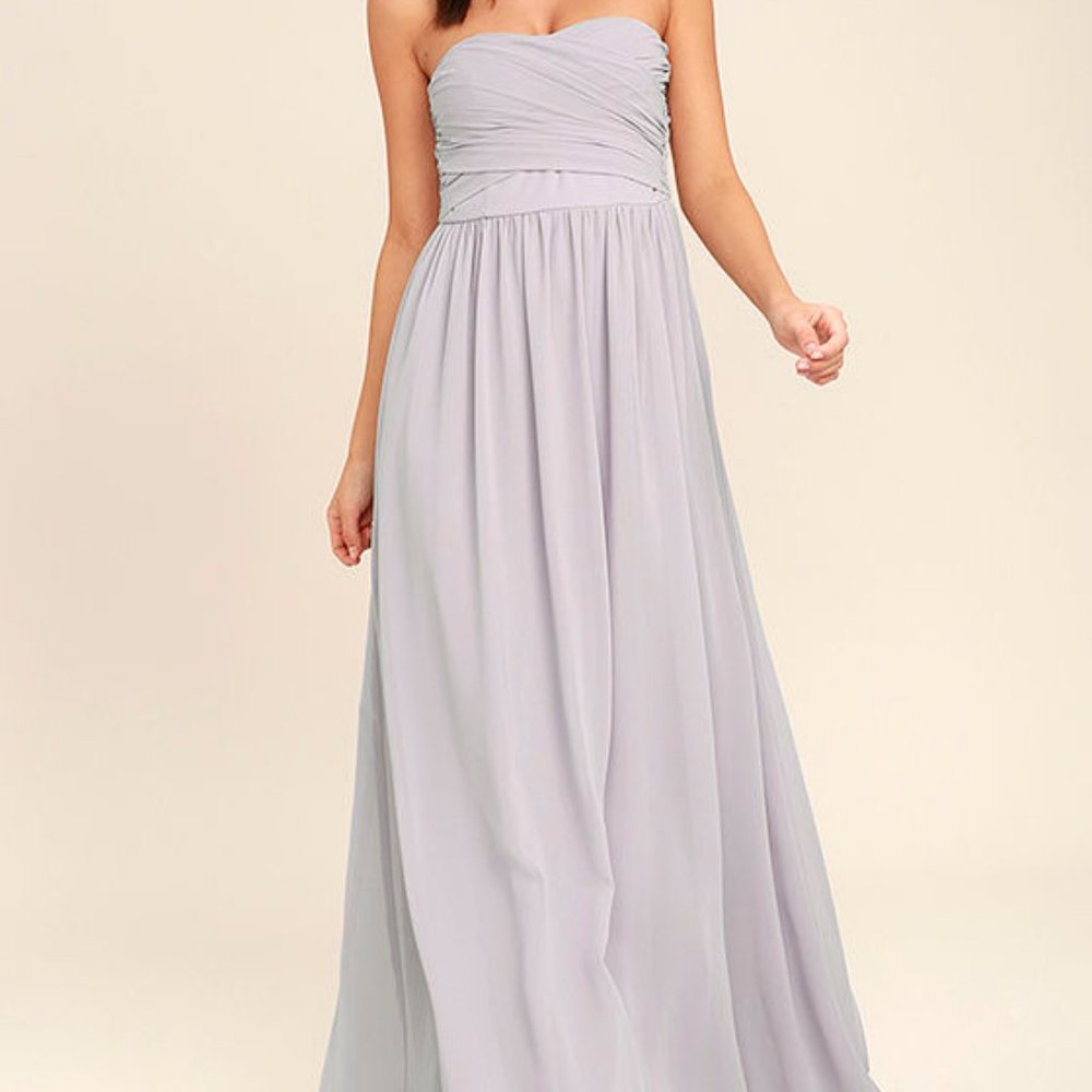 Light Grey/Purple Strapless Maxi Dress NWT